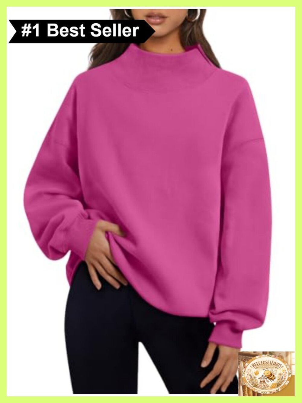 Mock Neck Oversized Fleece Lined Pullover Sweatshirt